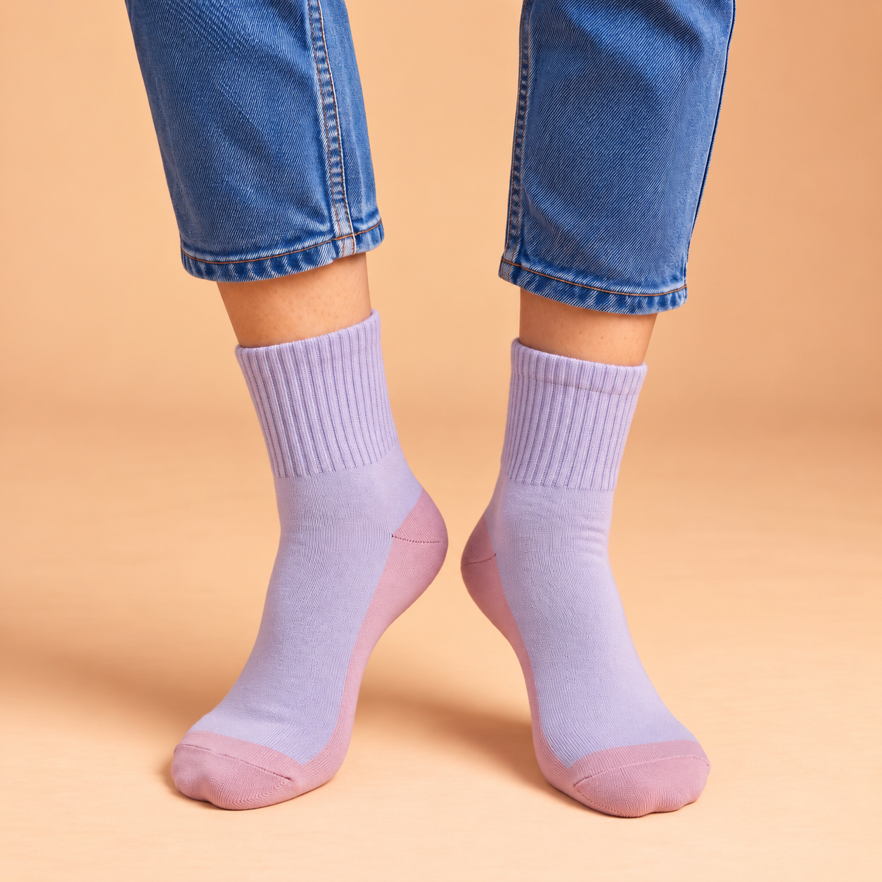 Afternoon Tea – women's striped quarter socks in green, coral and lilac, Lord Walker, view 6