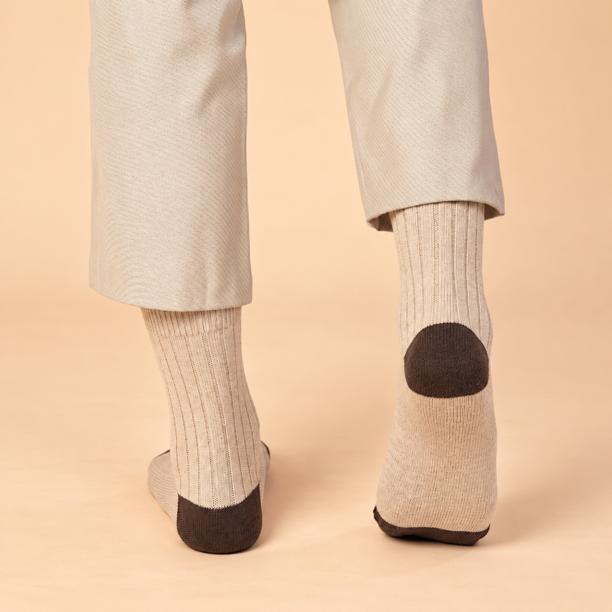 Boardroom Neutrals – men's ribbed crew socks in charcoal and off-white, Lord Walker, view 7