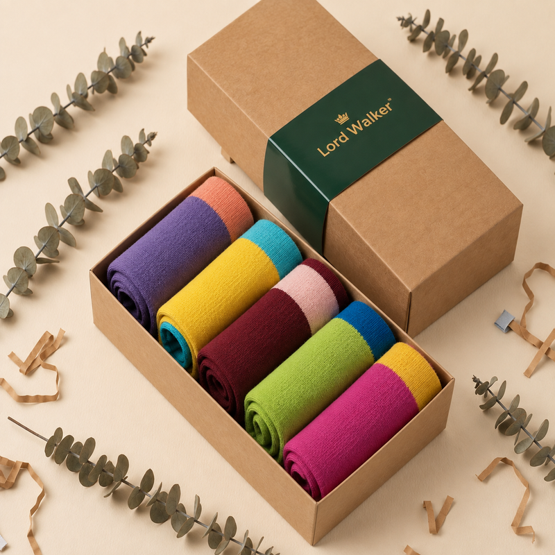 Botanical Dreams – women's crew socks in green, lavender, pink, yellow and dark red, Lord Walker, view 2