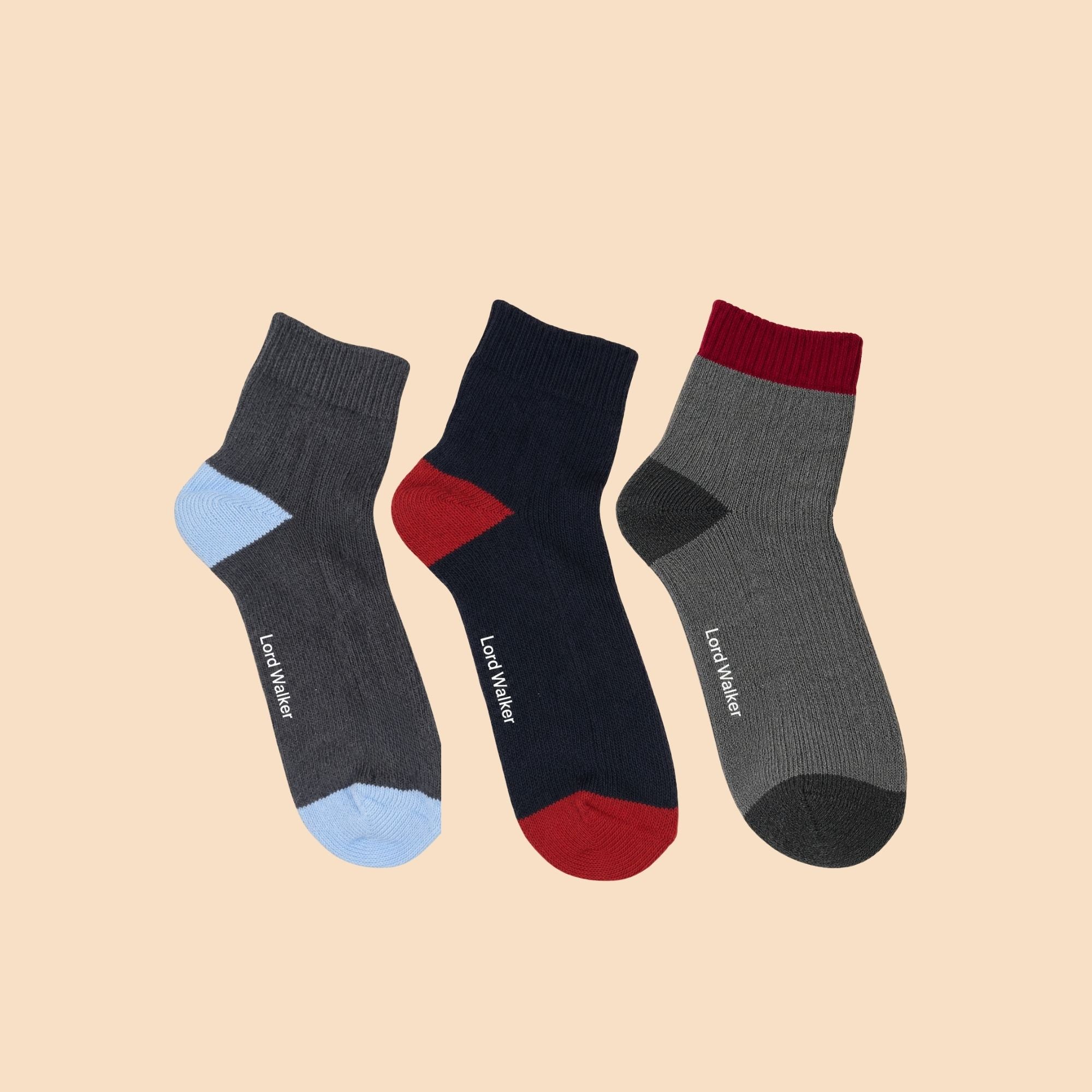 City Life – men's quarter socks in mid grey, blue and charcoal, Lord Walker, view 4
