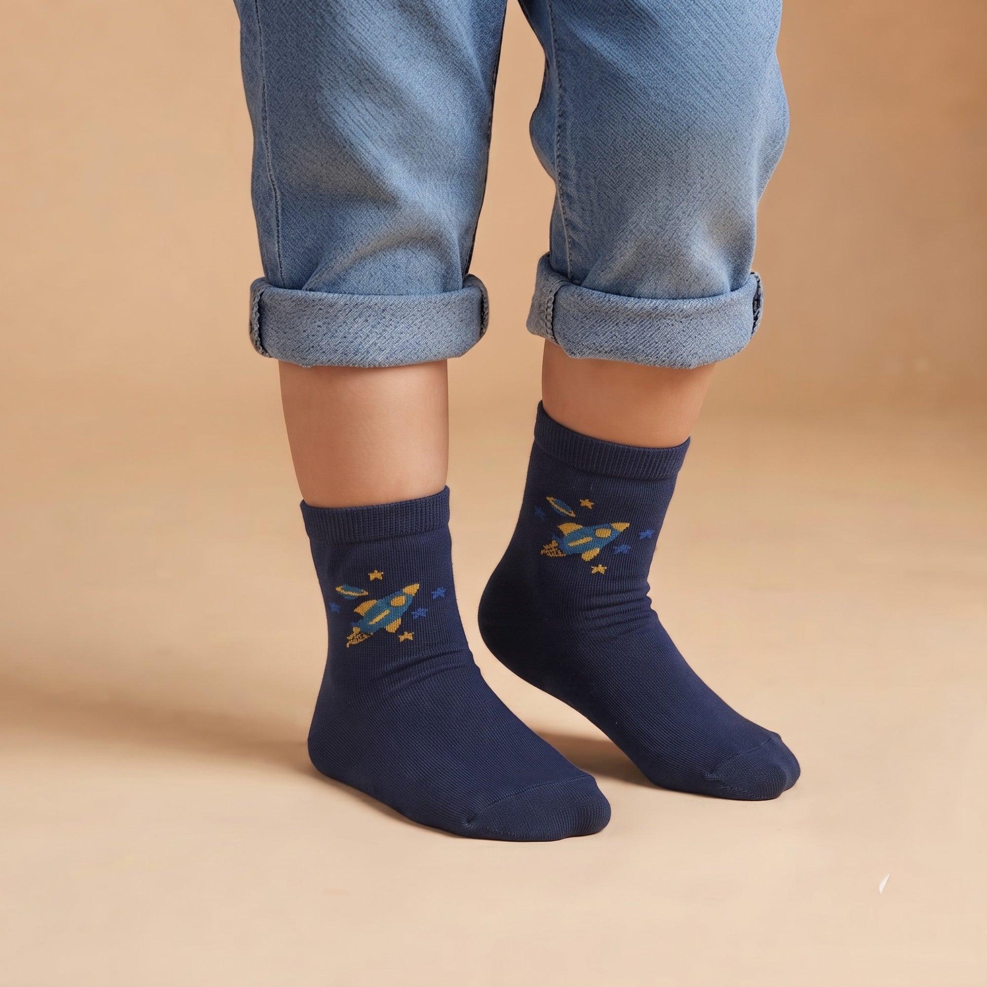 Cosmic Adventures – kids' space socks in dark blue and sky, Lord Walker, view 7