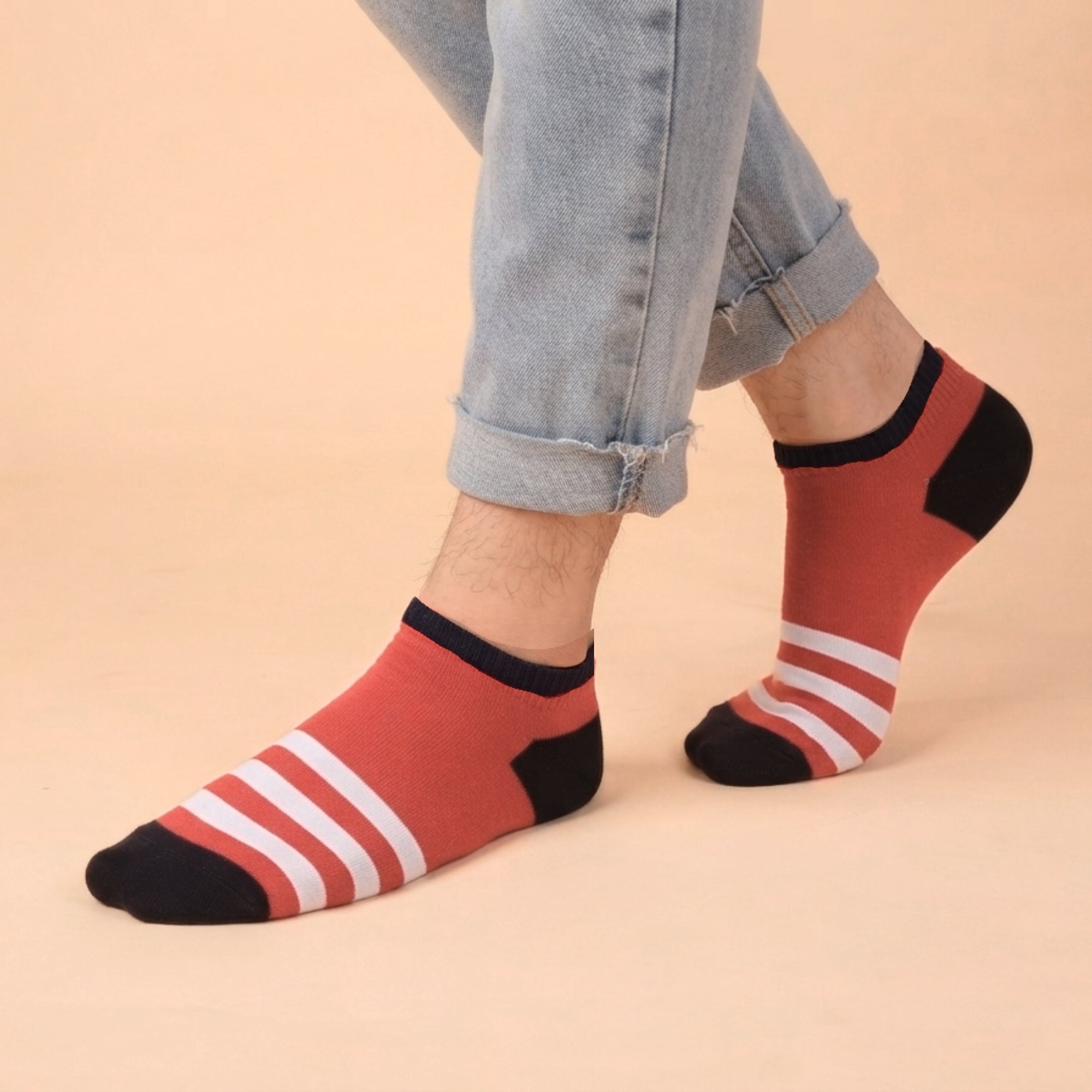 Court Stories – unisex cushioned ankle socks in orange, parrot green and navy, Lord Walker, view 7