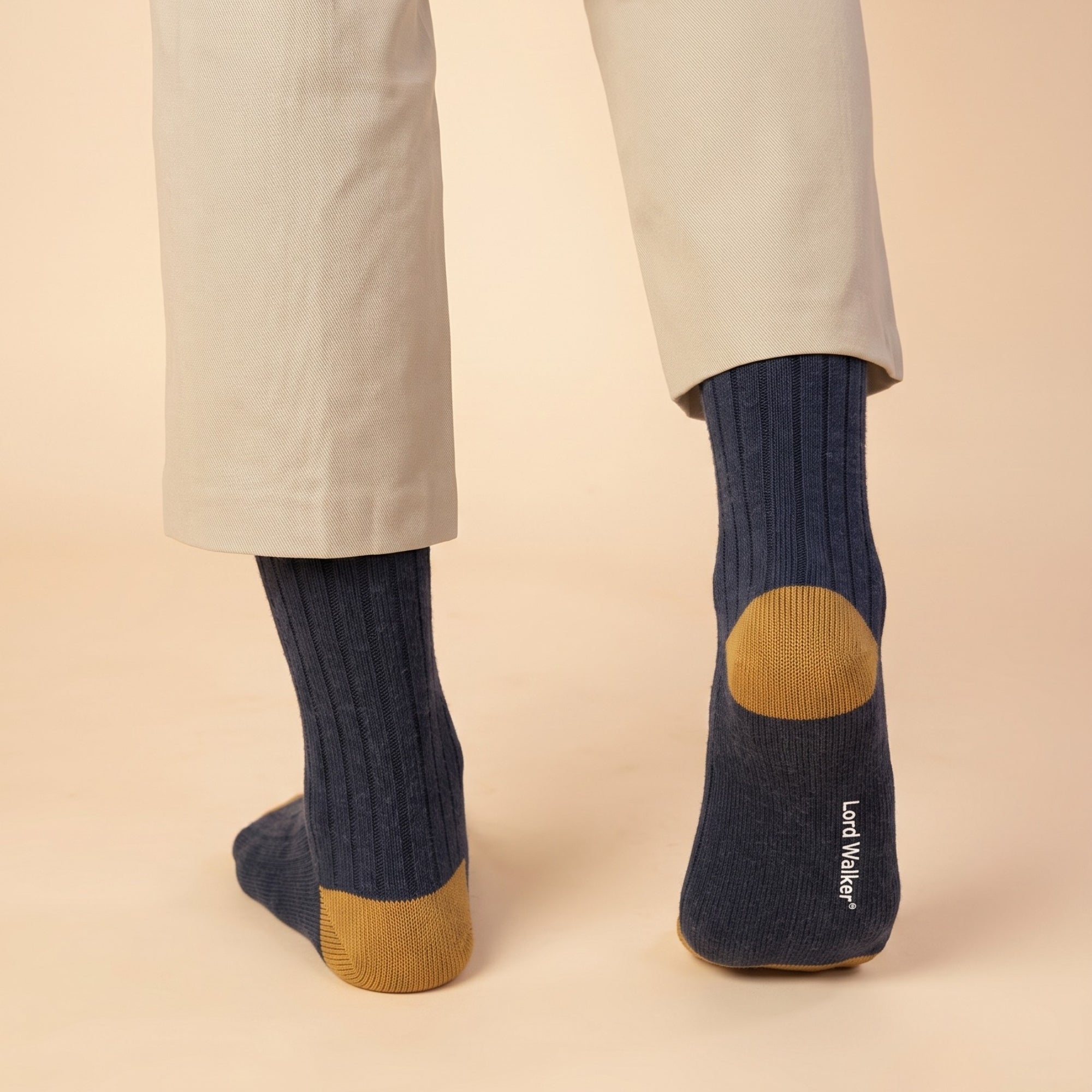 Executive Edit – men's ribbed crew socks in blue, beige and grey, Lord Walker, view 5