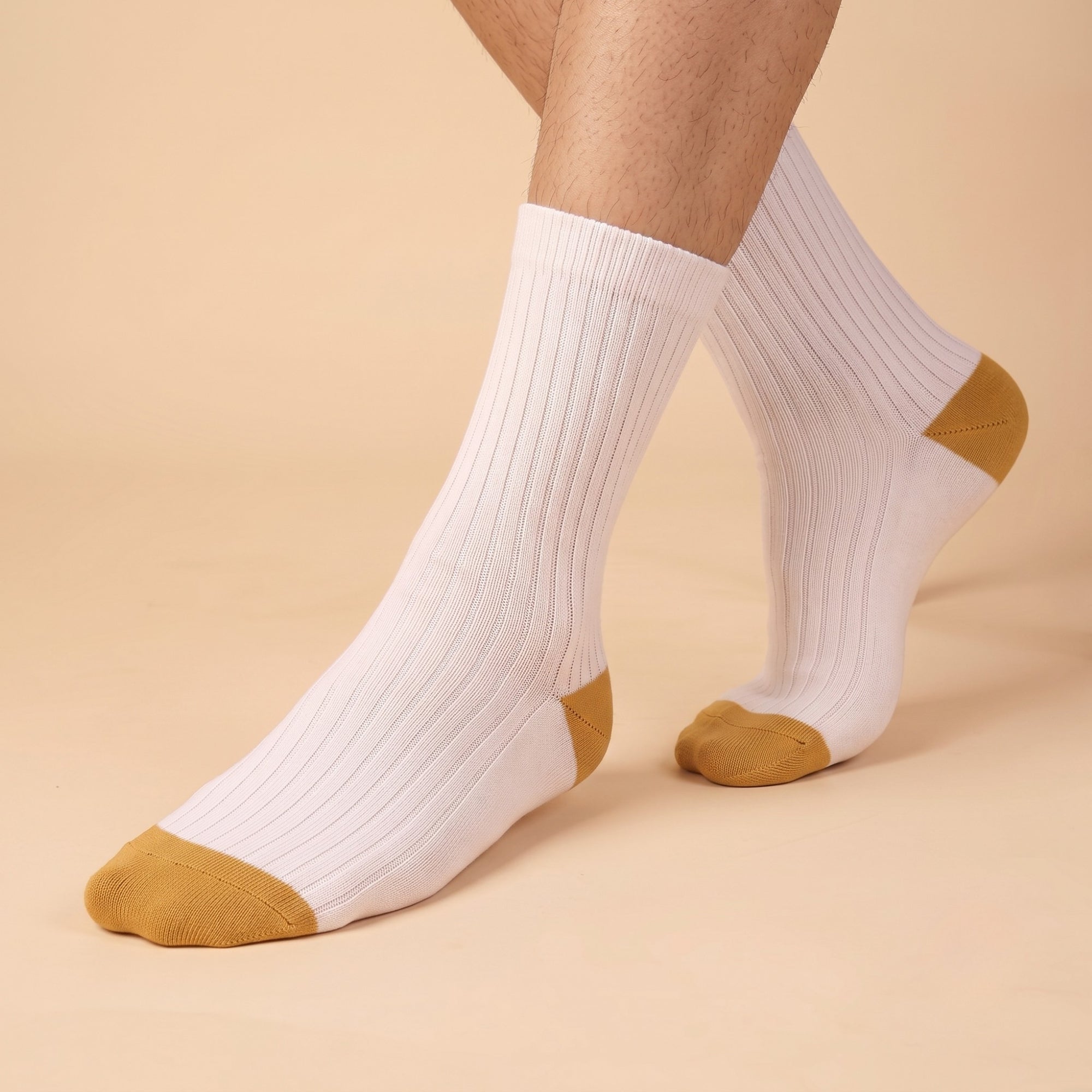 Executive Edit – men's ribbed crew socks in blue, beige and grey, Lord Walker, view 8