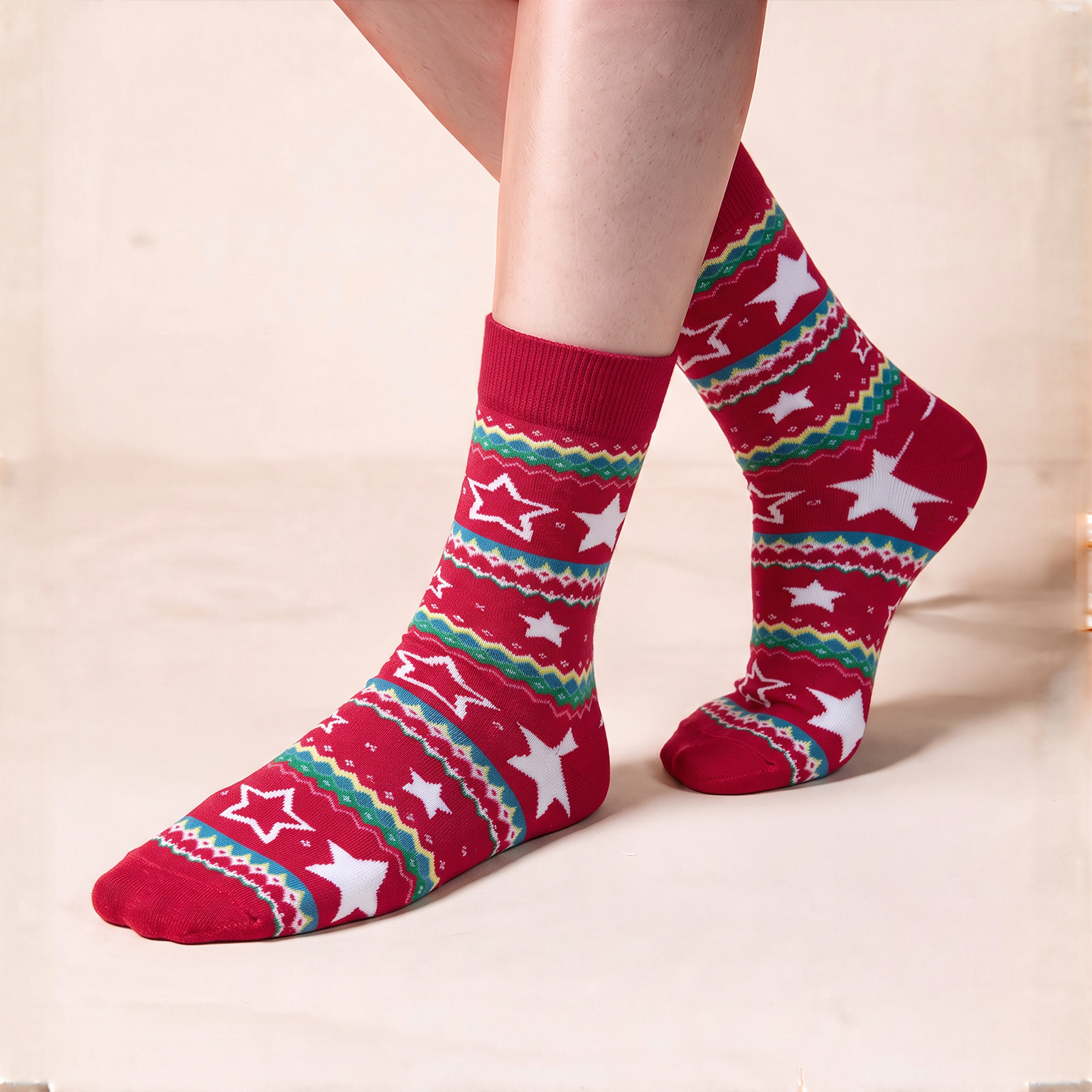 Frost & Reindeer – Christmas crew socks in red, Lord Walker