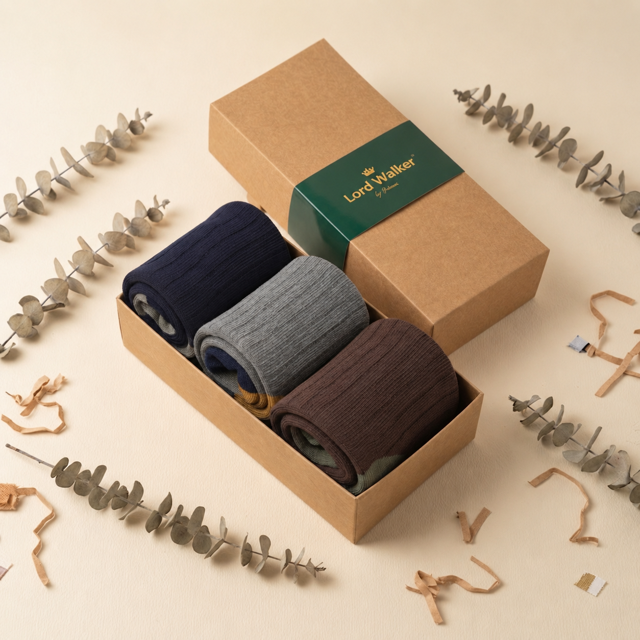 Gentleman's Edit – men's ribbed quarter socks in grey, navy and brown, Lord Walker, view 2