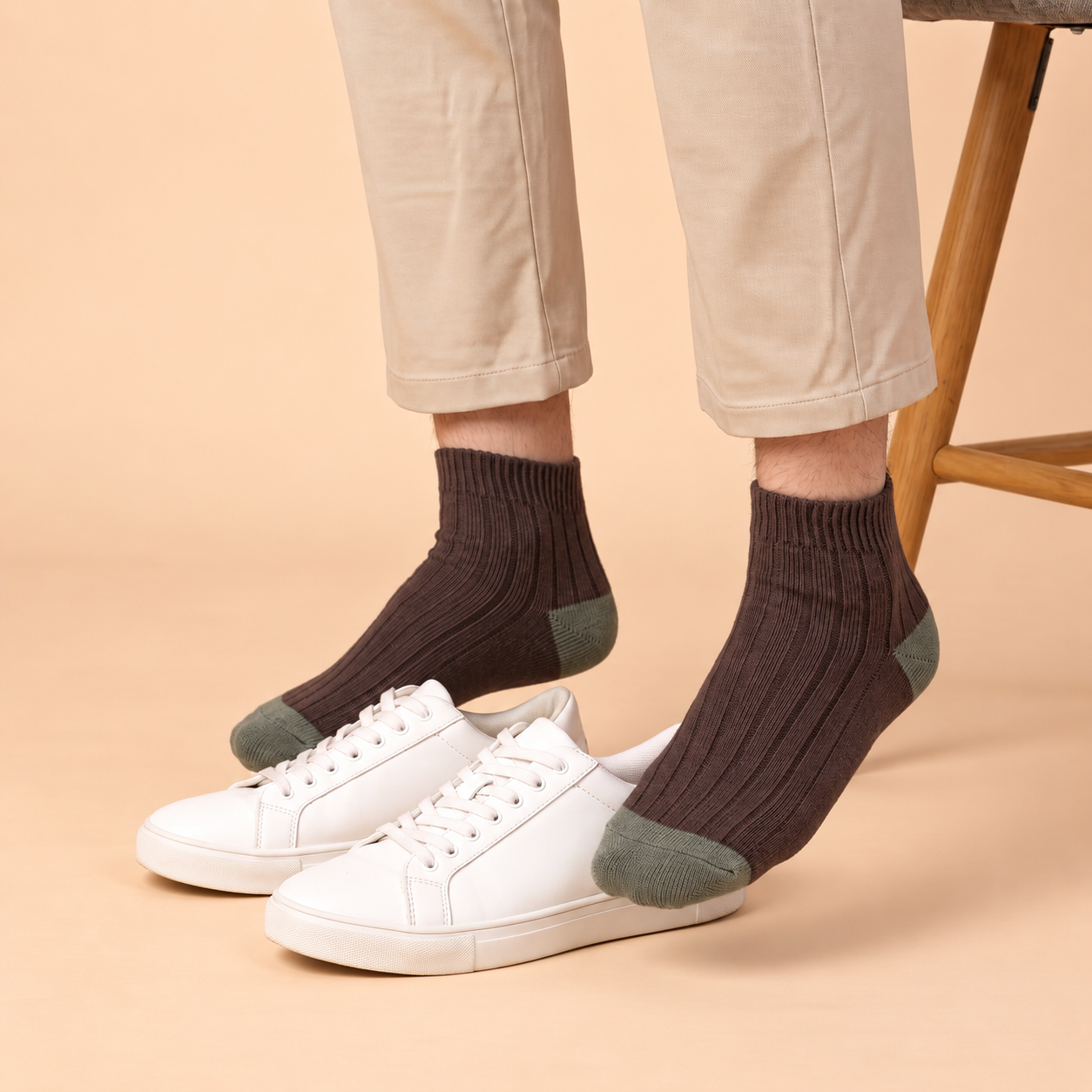 Gentleman's Edit – men's ribbed quarter socks in grey, navy and brown, Lord Walker, view 4