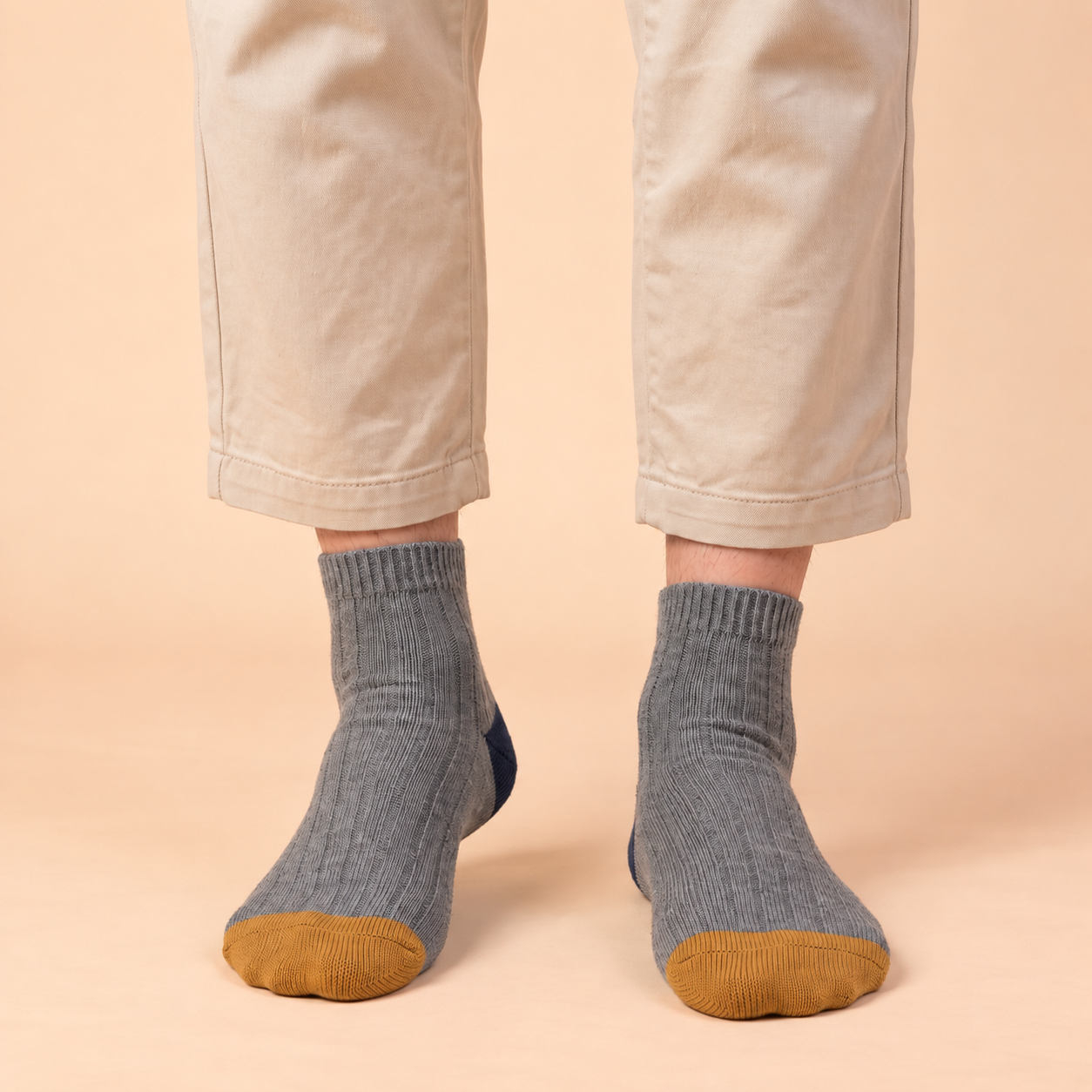 Gentleman's Edit – men's ribbed quarter socks in grey, navy and brown, Lord Walker, view 5