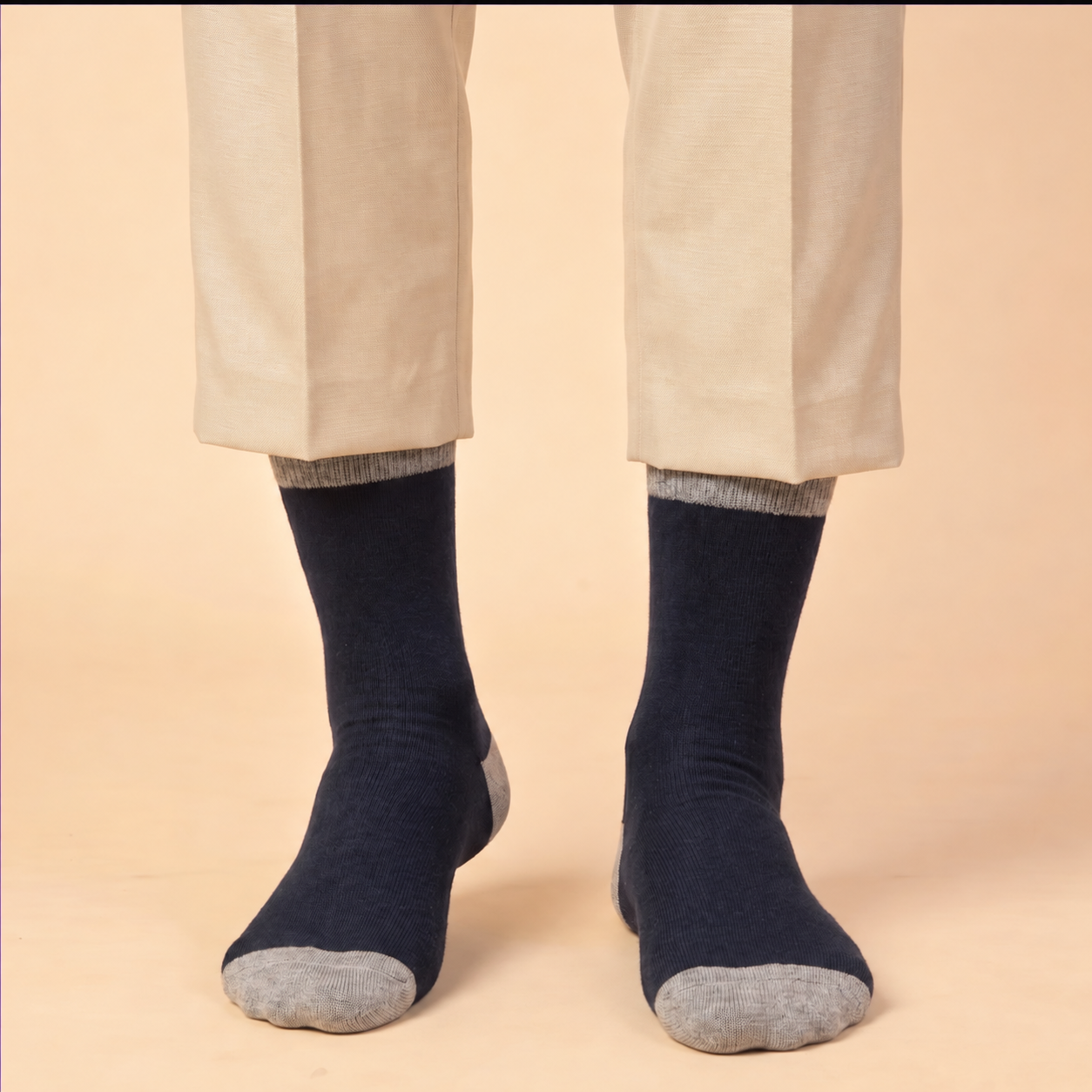 Heritage House – men's argyle crew socks in charcoal, navy and grey, Lord Walker, view 3