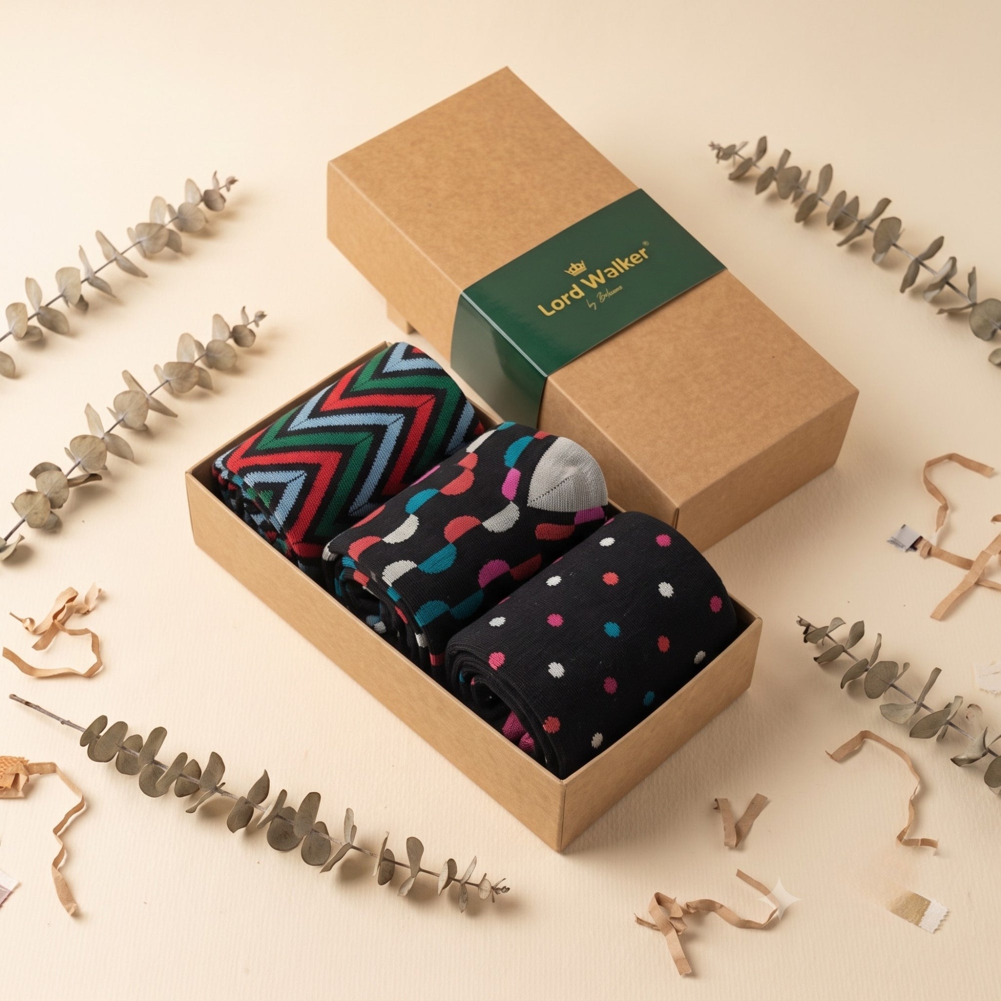 Midnight Patterns – men's patterned crew socks in black, Lord Walker, view 2