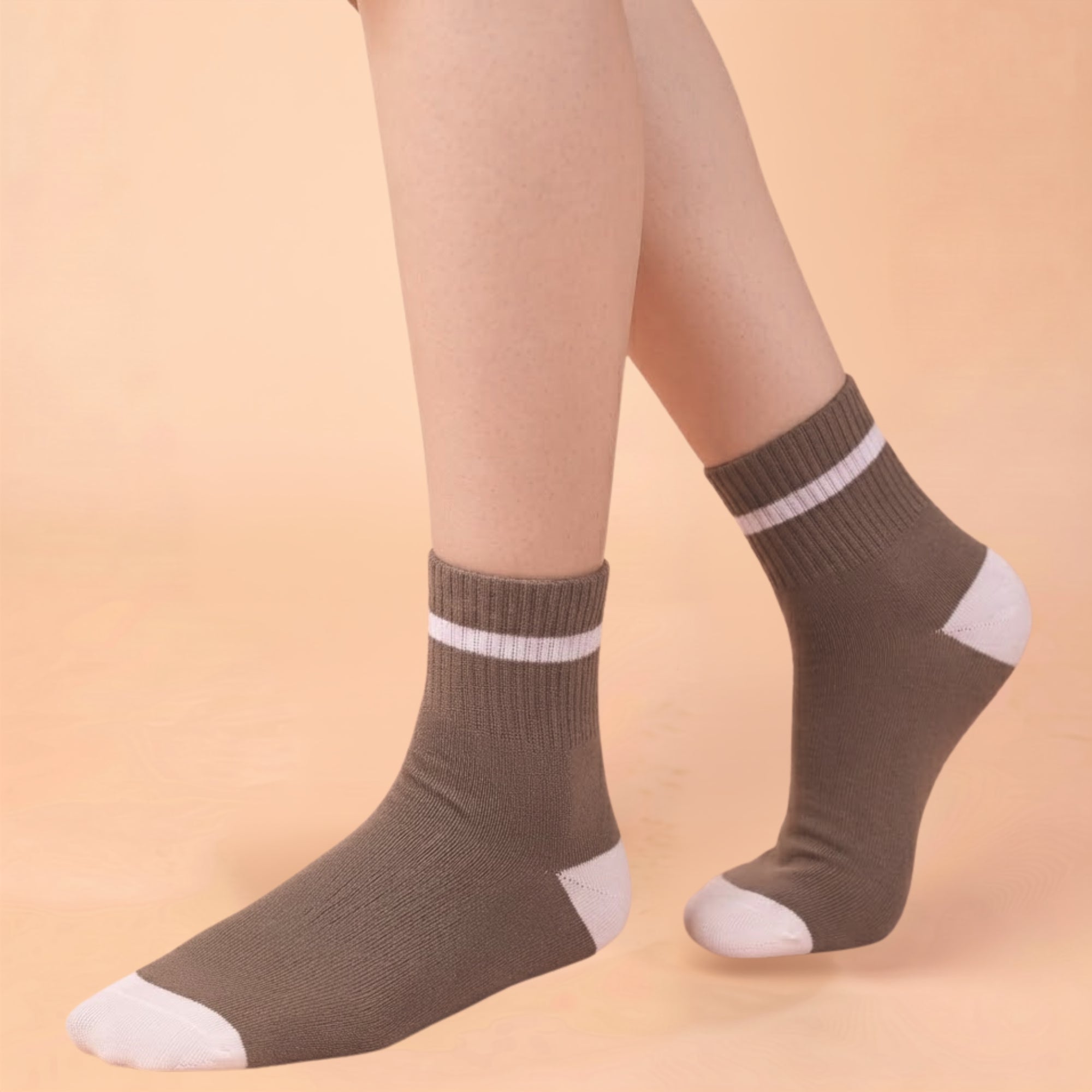Sunday Stroll – women's striped quarter socks in purple, pink, olive and off-white, Lord Walker, view 3