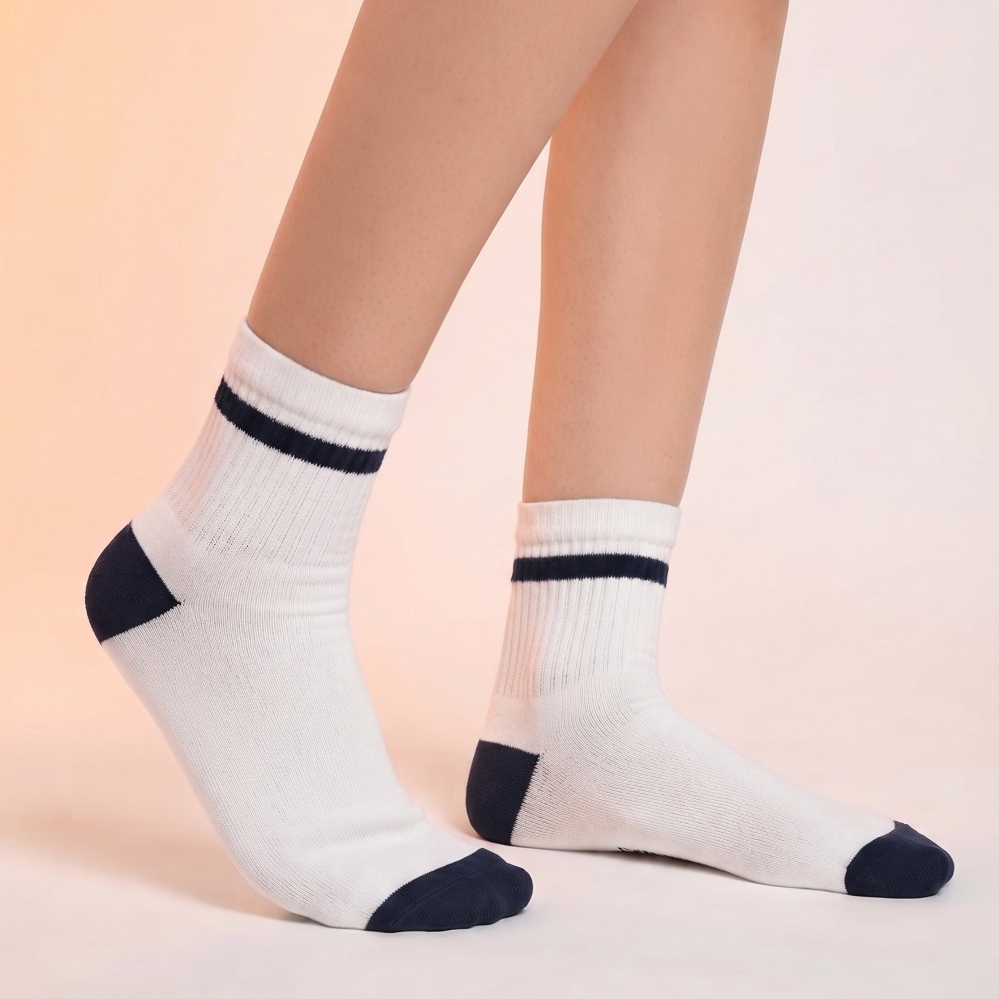 Sunday Stroll – women's striped quarter socks in purple, pink, olive and off-white, Lord Walker, view 6