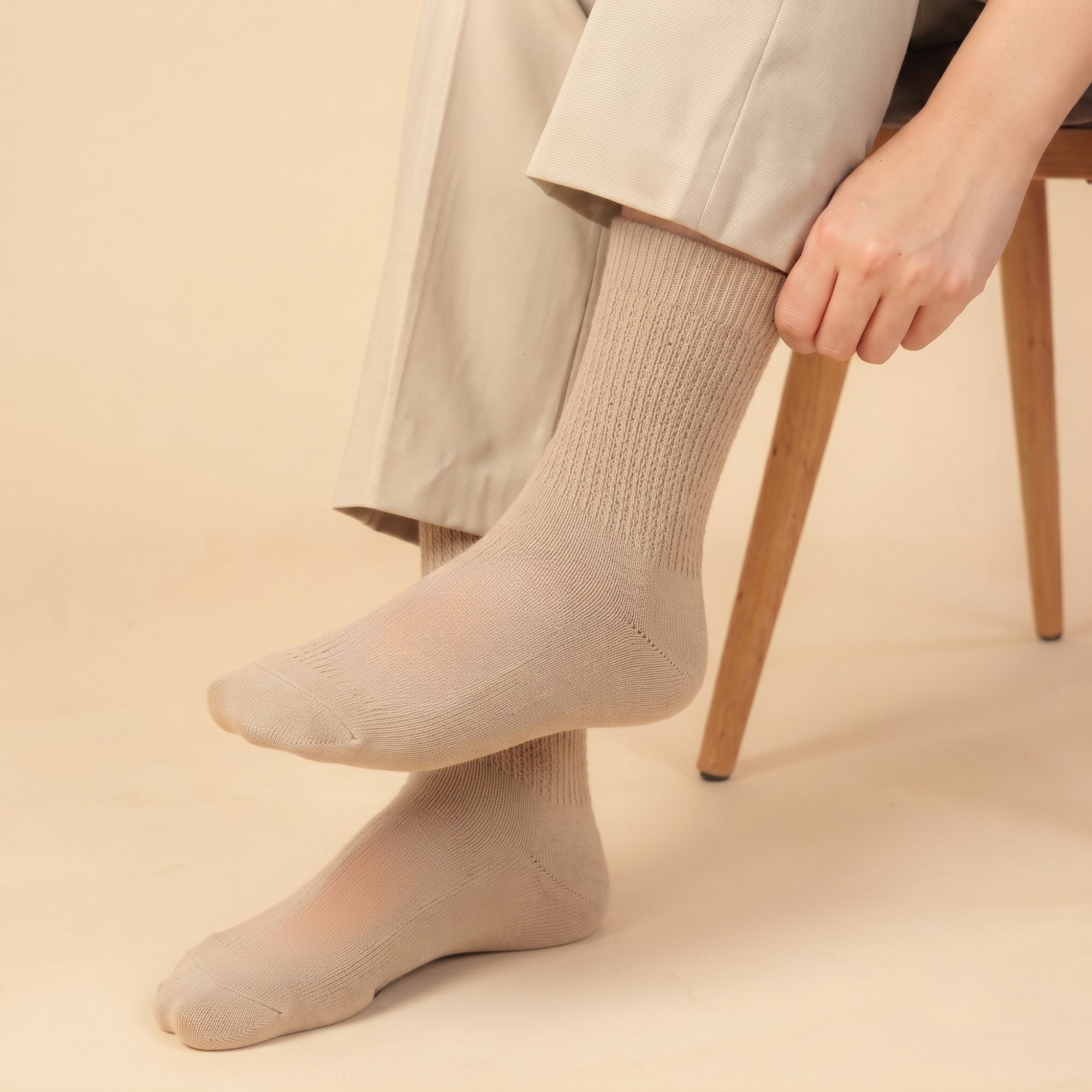 Urban Stride – unisex crew socks in black, navy and beige, Lord Walker, view 3