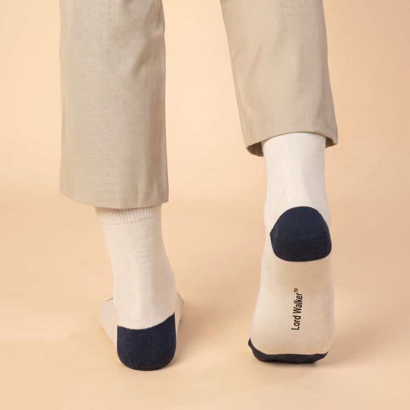 Winter Retreat – men's wool-blend crew socks in ecru, Lord Walker, view 2