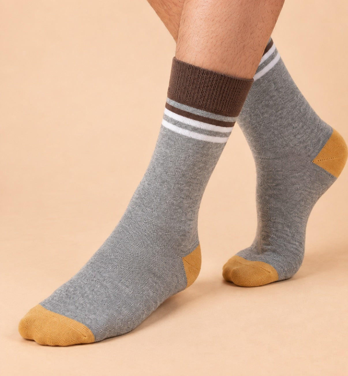 Workday Essentials – men's crew socks in grey, ecru and off-white/butterscotch, Lord Walker