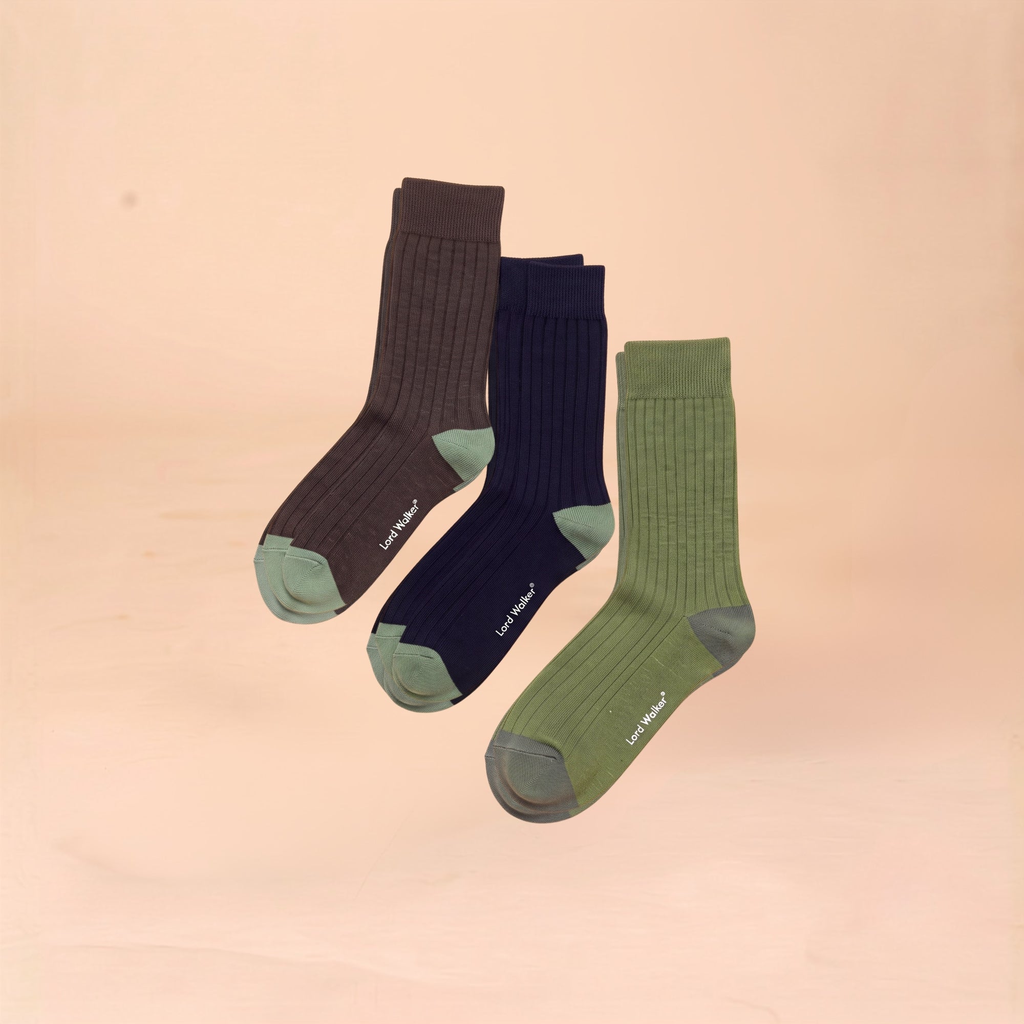 Zen Retreat – bamboo crew socks in brown, green and black, Lord Walker, view 4