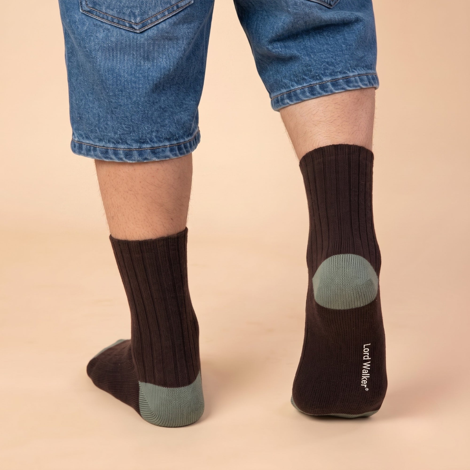 Zen Retreat – bamboo crew socks in brown, green and black, Lord Walker, view 7