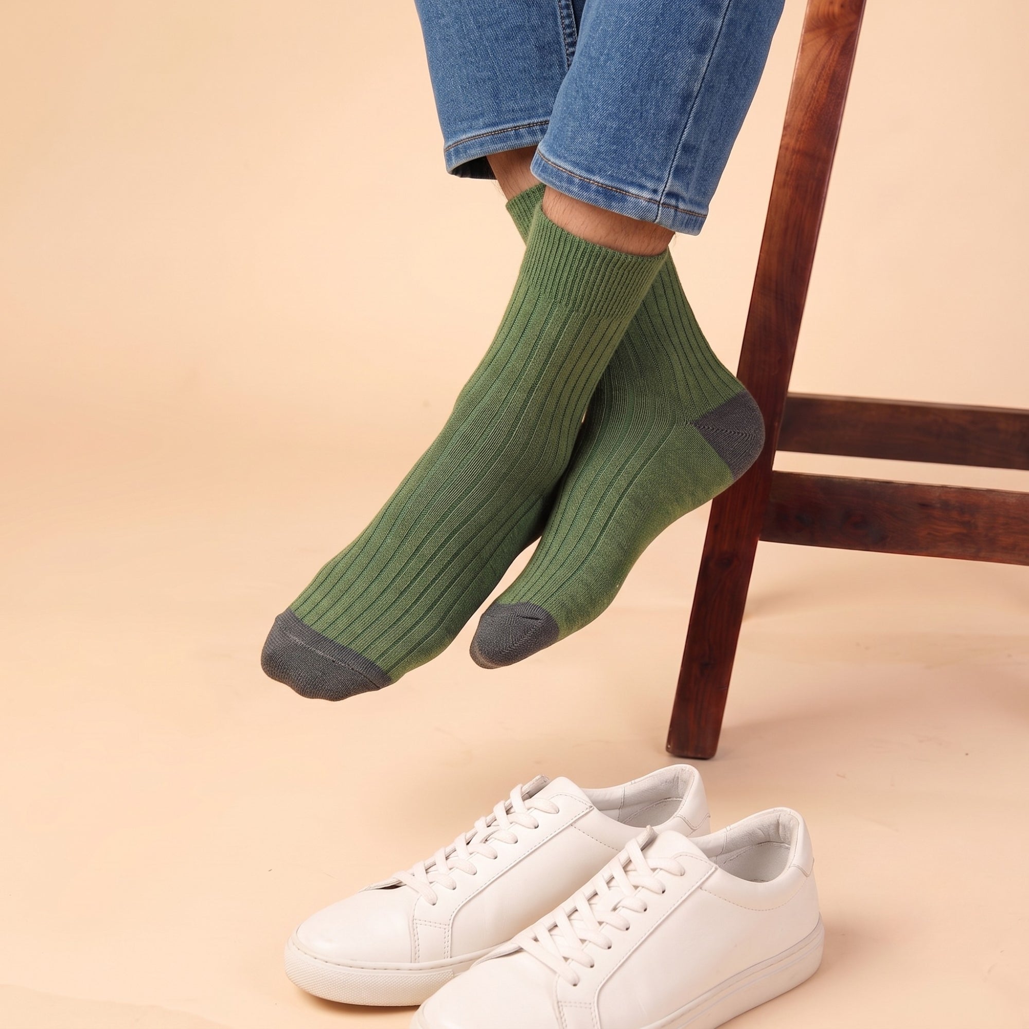 Zen Retreat – bamboo crew socks in brown, green and black, Lord Walker, view 8